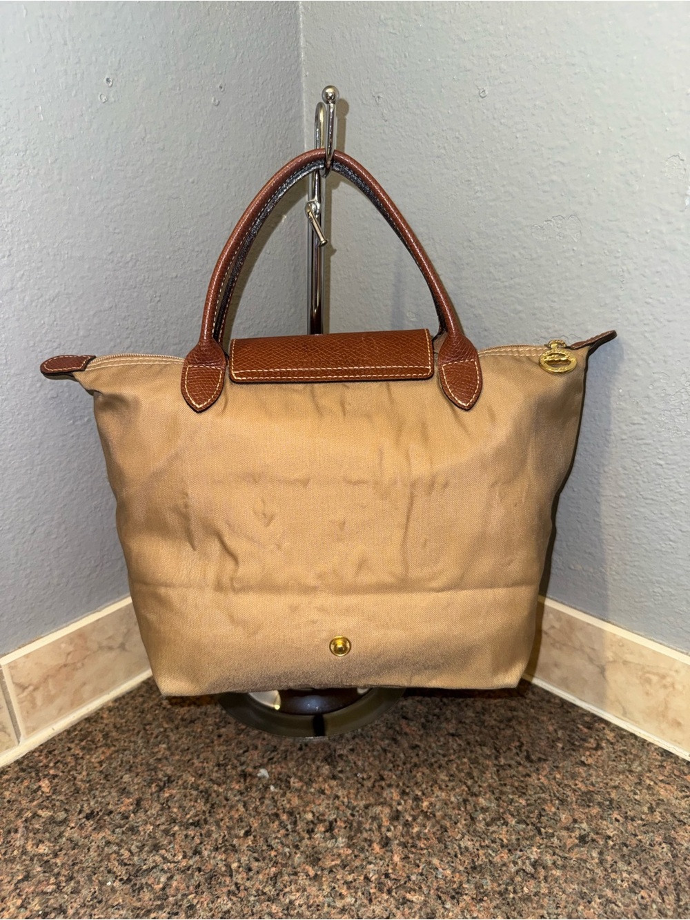 Longchamp Le Pliage Small Top Handle Bag - Beige/Tan - Picture 2 of 10